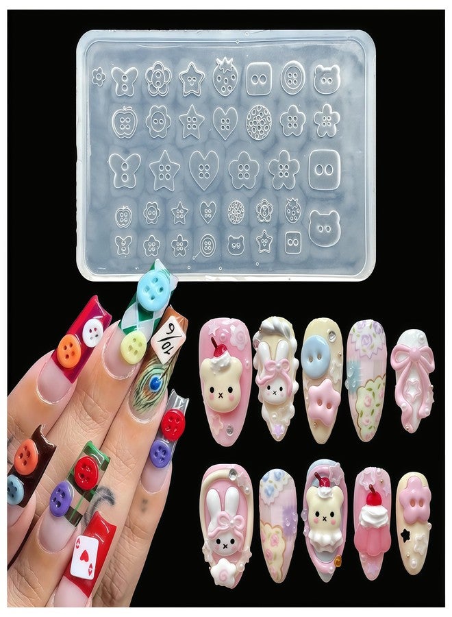 BHCCXZ 3D Buttons Gel Nail Art Mold Silicone Tools Nails Women DIY Manicure Design Multiple Shapes Button Small Model Resin Buckle Gel Molds for Accessories Supplies - Image 1